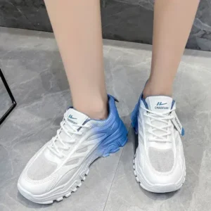 Sarastatic Women Fashion Round Toe Breathable Mesh Gradient Sneakers