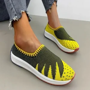 Sarastatic Women Fashion Fly Knit Breathable Platform Low Top Sneakers