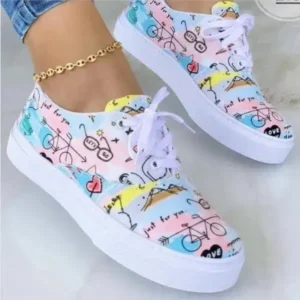 Sarastatic Graffiti Print Platform Canvas Shoes