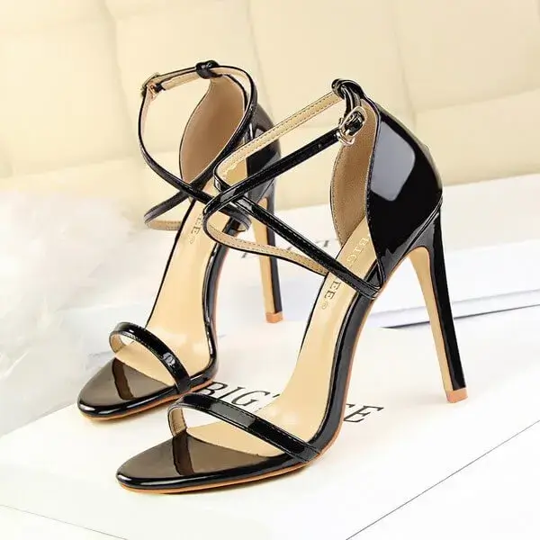 Sarastatic Women Fashion Sexy Hollow Cross Stiletto Heel Sandals