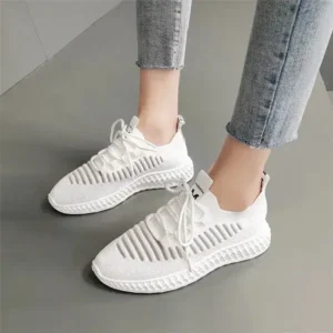 Sarastatic Women Fashion Mesh Cloth Lace-Up Sneakers