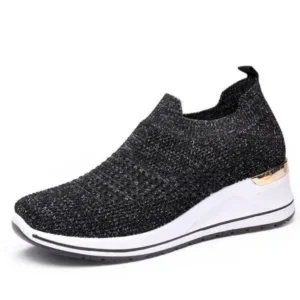 Sarastatic Women Casual Mesh Knit Design Breathable Comfort Wedge Platform Sneakers