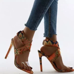 Sarastatic Women Fashion Plus Size Floral Point Toe High Heel Sandals