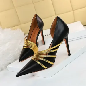 Sarastatic Women Fashion Sexy Pointed Toe Hollow Design Stiletto Shoes