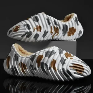 Sarastatic Men'S Fashion Camouflage Coconut Shape Fleece Warm Plush Shoes