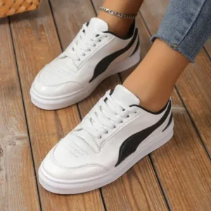 Sarastatic Women Fashion Plus Size Thick-Soled Round Toe Flat Sneakers