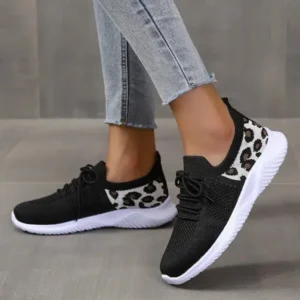 Sarastatic Women Casual Mesh Breathable Leopard Sneakers