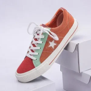 Sarastatic Women Fashion Stitching Canvas Star Round Toe Sneakers