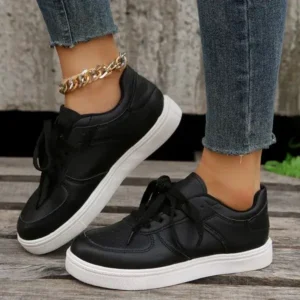 Sarastatic Women Fashion Casual PU Lace-Up Sneakers