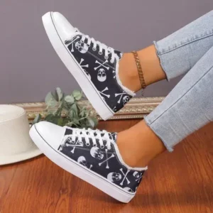 Sarastatic Women Casual Fashion 3D Print Denim Canvas Sneakers