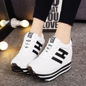 Sarastatic Women Fashion Casual Letter Printed Lace-Up Thick-Soled Sneakers