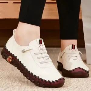 Sarastatic Women Fashion Retro Solid Color PU Breathable Hollow Stitching Sneakers