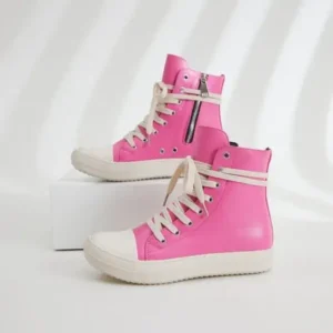 Sarastatic Women Fashion Rose Faux Leather High Top Shoes