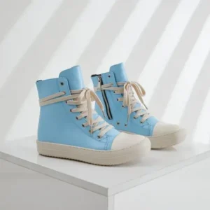 Sarastatic Women Fashion Blue Faux Leather High Top Shoes