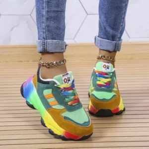 Sarastatic Women Fashion Platform Color Block Platform Sneakers