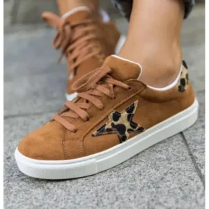 Sarastatic Women Fashion Round Toe Lace-Up Canvas Sneakers